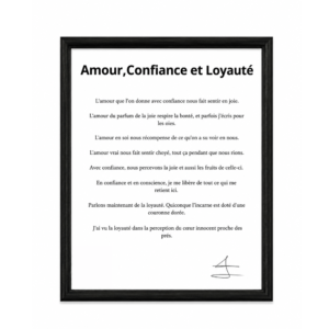 Amour, confiance et loyauté